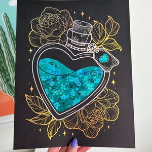 Love Potion Handmade Foil Print - Etsy