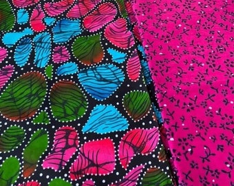 Mix and Match Fabrics Multicoloured Cotton Fabrics African Wax Prints, African Fabric - One yard each (2 Yards)