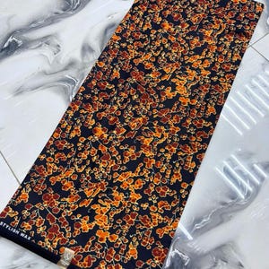 Black & Burnt Orange Ankara Fabric: African Wax Print, Dressmaking Material