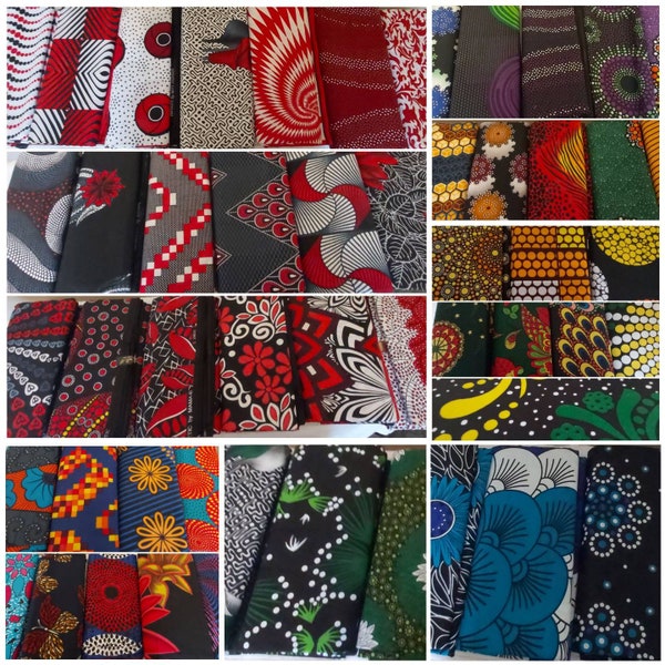 Lot de tissus africains Fat Quarter au hasard/Tissu artisanal/Tissu de courtepointe/Bundle Fat Quarter d'Ankara, tissus 100 % coton