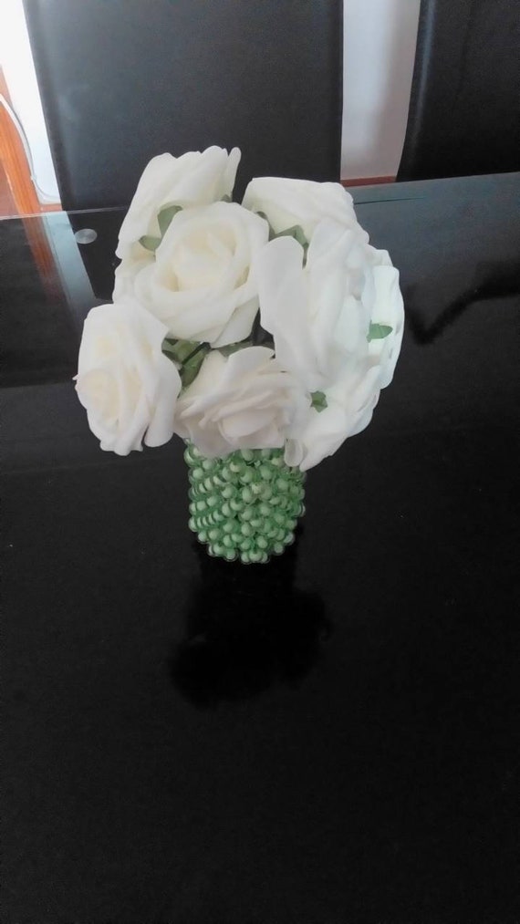 Beaded Green Flower Vase For Home Or Office Decoration Etsy
