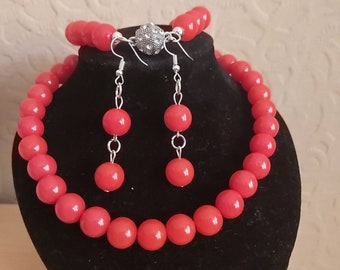 Collier rouge de tous les jours avec fermoir magnétique en alliage strass Cadeau pour la Saint-Valentin parure de bijoux Collier Boucles d'oreilles