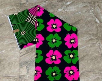 Afrikanischer Ankara-Druckstoff: Grüne, schwarze & rosa Baumwolle, Herstellungsmaterial, verkaufte Masse