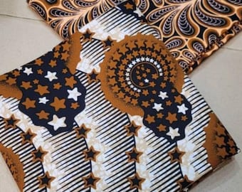 African Ankara Print Cotton Fabric: Chocolate Brown Floral, Dressmaking Crafts by Yard