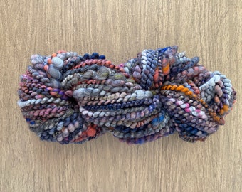 Handgespunktes Garn - Superbulky - Grau und Gelb OOAK