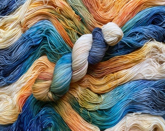 Hand-Dyed Yarn - Merino/Nylon Blend Sock - "Diving Bellringer”