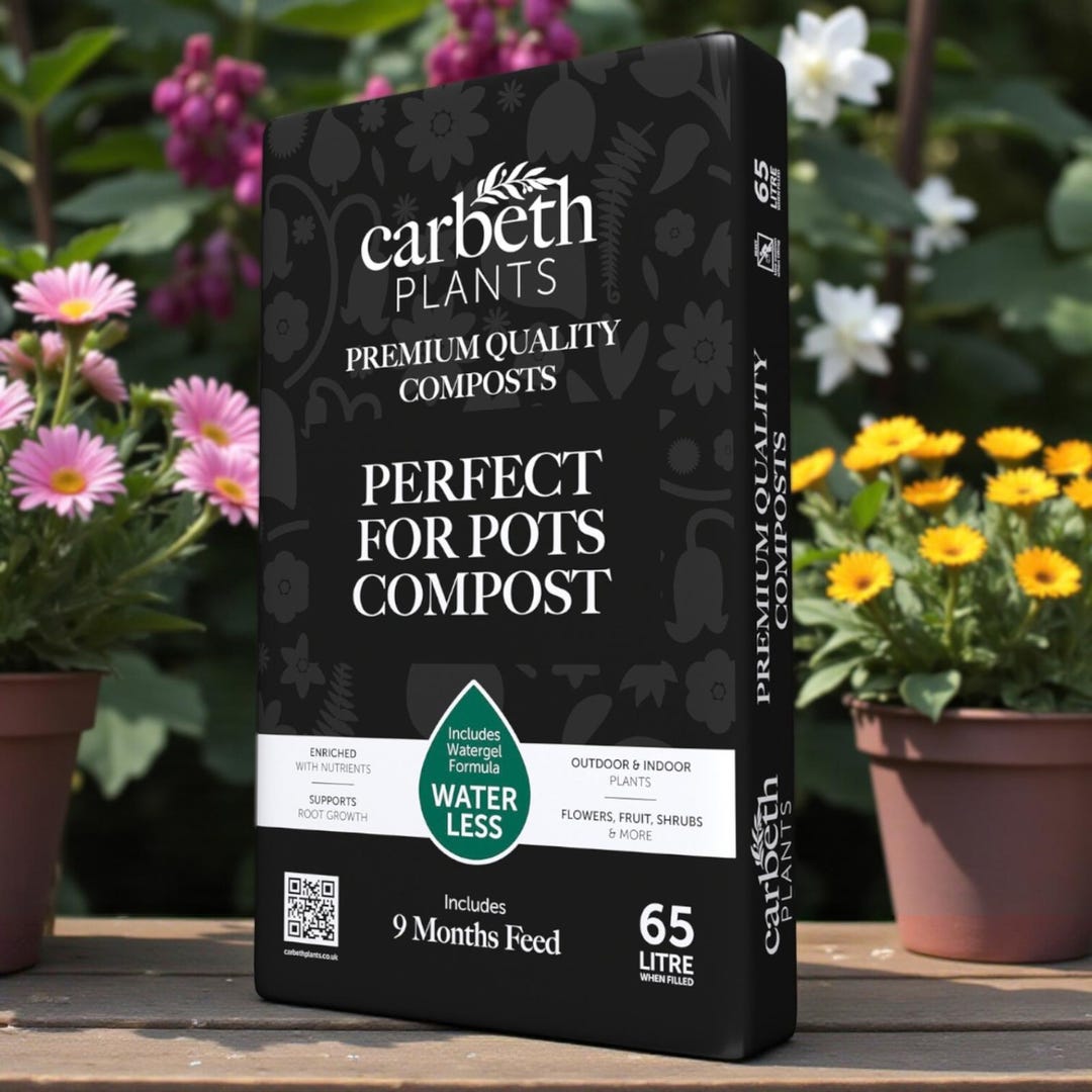 Perfect for Pots Compost With 9 Month Feed - 65L - Water Less Formula ...