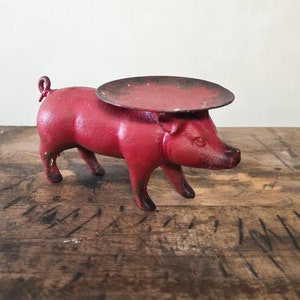 Vintage Gusseisen Schwein Kerzenhalter Rustikale Bauernhaus Dekoration