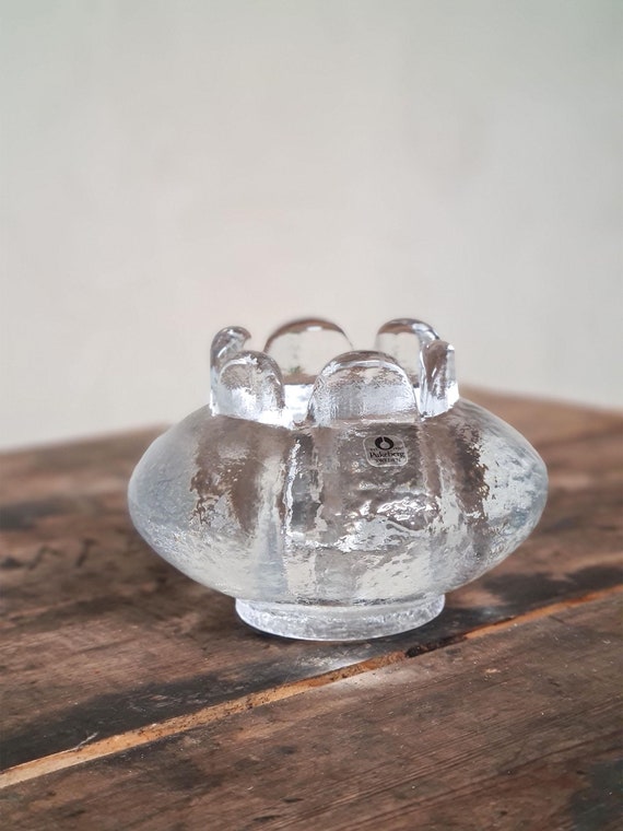 70s Swedish Glass Candleholder Staffan Gellerstedt Design Pukeberg