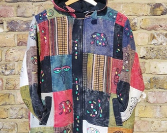 New Unisex Hippie Boho Bohemian Retro funky Multi Color Patchwork Festival Autumn & Winter Cotton Nepalese FleeceLinedJacket Hoodie Jumpers