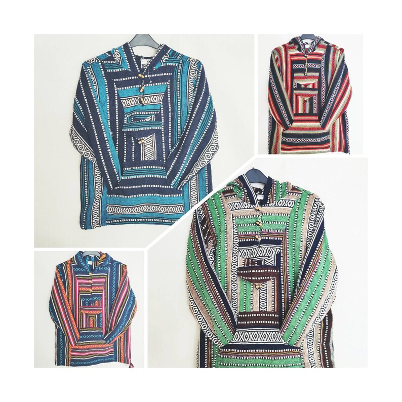 New Unisex Hippie Boho Bohemian Retro Funky Multi Color Baja Festival Summer Cotton Stripe