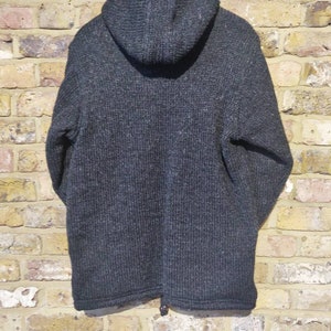 Hand-Knitted Nepalese Wool Jacket With Fleece Lining - Patchwork Stitch, Hooded, Sizes S-XL