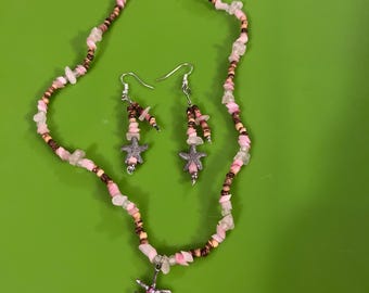 Handmade Beaded Necklace Earring Set, Oregon Jewelry