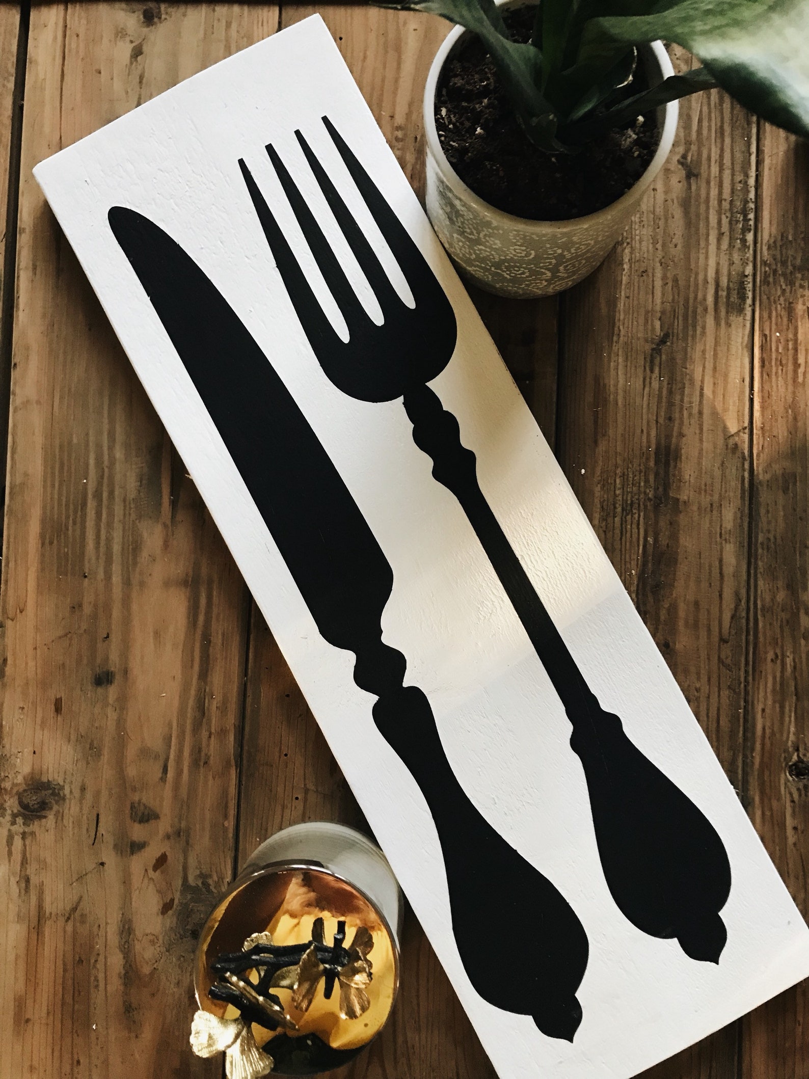 Kitchen Sign Fork and Knife Sign Farmhouse Decor Etsy