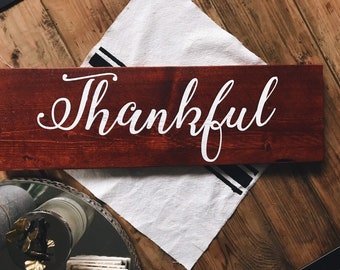 Thankful Wooden Sign | Thanksgiving Sign | Thanksgiving Home Decor | Fall Sign | Fall Home Decor | Farmhouse Style | Fall Farmhouse Decor |