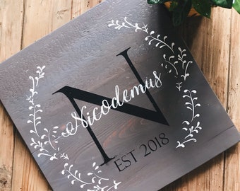 Signo de apellido personalizado / Signo de boda / Signo de fecha establecida / Signo de corona / Regalo de apellido / Regalo de boda / Regalo de inauguración de la casa /