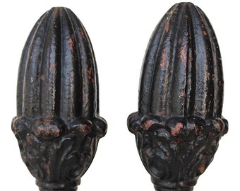 Set of Two Cast Iron Artichoke Finials, 19th Century Antique