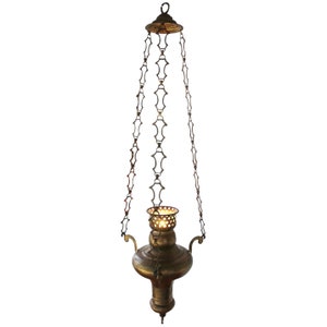 19th Century Portuguese Baroque Brass Chandelier, Antique