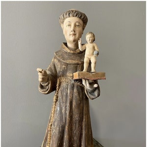 18th Century Large Saint Anthony of Padua with Baby Jesus, Portuguese