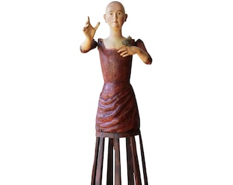 Santos Cage Doll, Portuguese 18th Century, Polychrome Wood Carved, Rare, Virgin, Mannequin, Religious, Baroque, Antique
