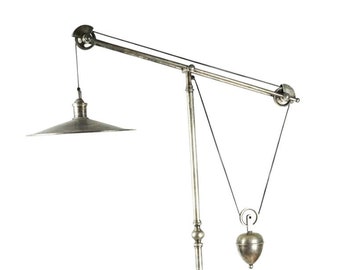 French Mid-Century Modern Industrial Style Tripod Floor Lamp With Counter Weight