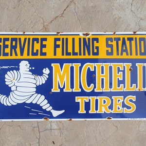 1920s Michelin Tires Sign, Service Filling Station, C. Robert Dold (Ferro-Email), Offenburg, Germany