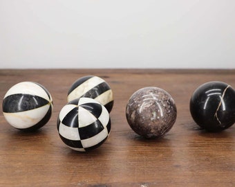 Set de cinq boules de marbre Mid-Century, France