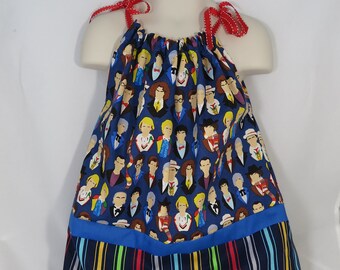 Dr. Who Girls Pillowcase Dress Custom Made with Matching Hair Bow The Doctor Whovian