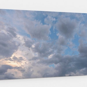Blue Sky Clouds Canvas, Coastal Photography Print and Large Canvas Wall Art, Jersey Shore, Free Shipping image 1