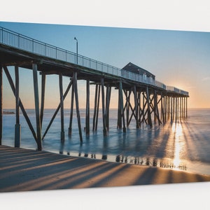 Fishing Pier Ocean Sunrise, Coastal Photography, Large Canvas Wall Art, Jersey Shore, Free Shipping
