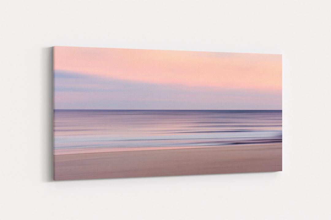 Ocean Waves Sunset Print and Canvas, Relaxing Coastal Photography ...