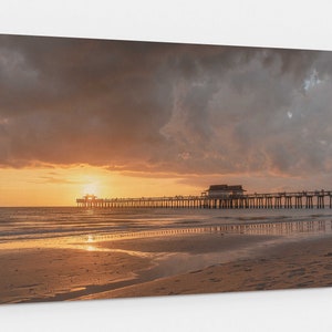 Naples Pier Sunset,  Coastal Photography Print and Large Canvas Wall Art, Gulf Coast Florida, Free Shipping