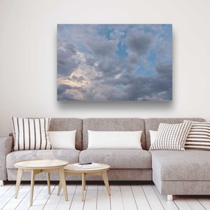 Blue Sky Clouds Canvas, Coastal Photography Print and Large Canvas Wall Art, Jersey Shore, Free Shipping image 2