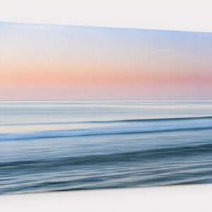 Ocean Waves Sunset Print and Canvas, Relaxing Coastal Photography, Large Abstract Beach Wall Art, Free Shipping