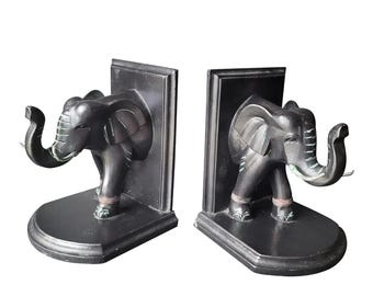 Sujetalibros de elefante, juego de 2 sujetalibros pesados, estilo boho étnico tribal