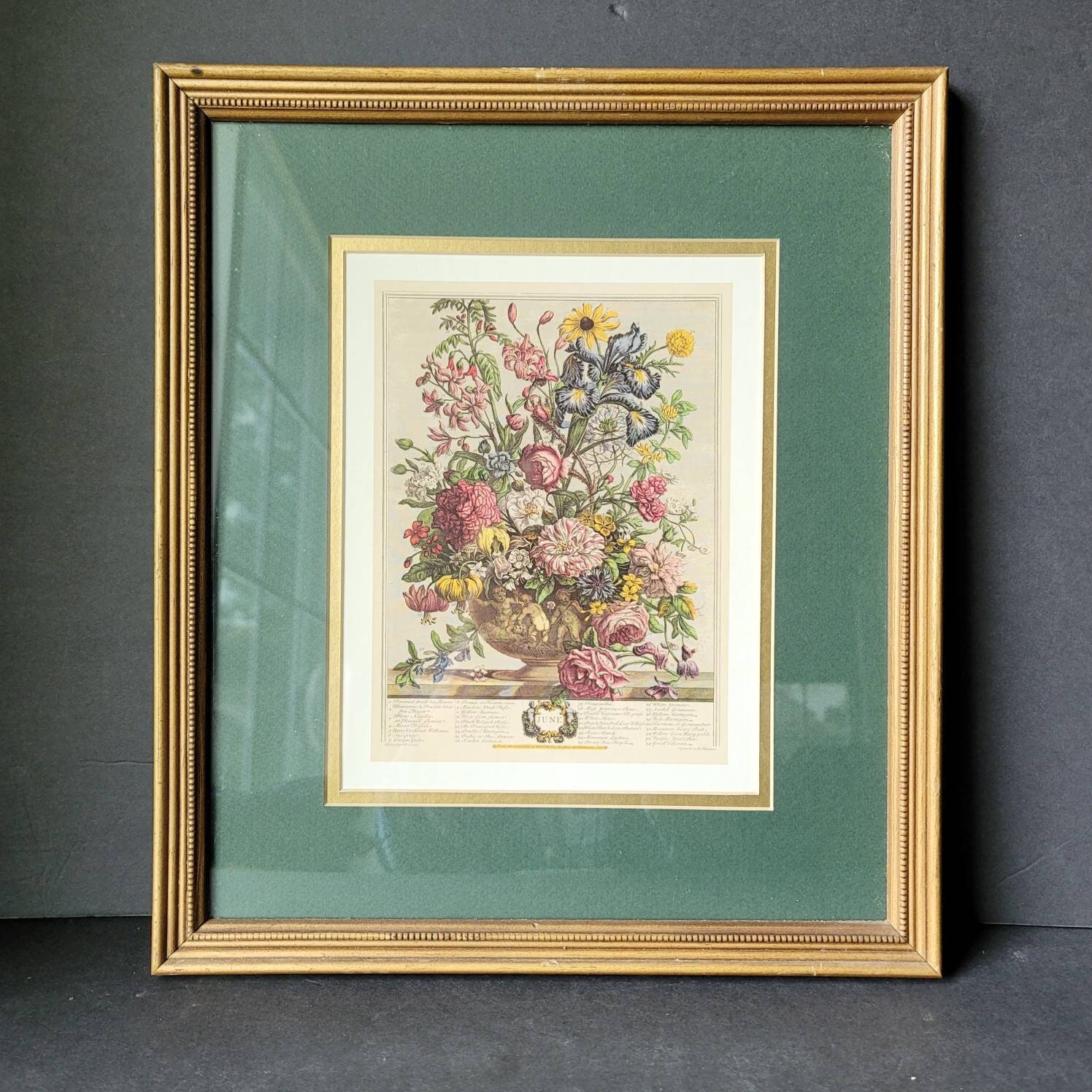 Vintage June Flowers Art Print Botanical From 12 Months of