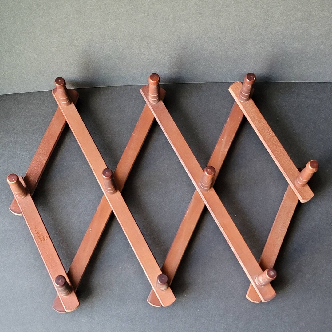 Vintage Wood Expanding Coat Rack / Accordion Peg Rack Etsy