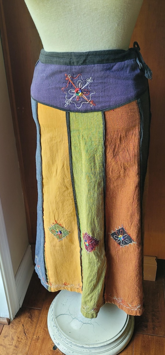 Cotton Embroidered Patchwork Multi Color Mirrored… - image 7