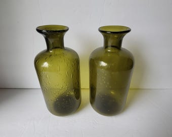 一輪挿し グリーンガラス花瓶 2個セット - Etsy 日本