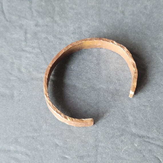 Thick Vintage Hammered Solid Copper Cuff Bracelet - image 4