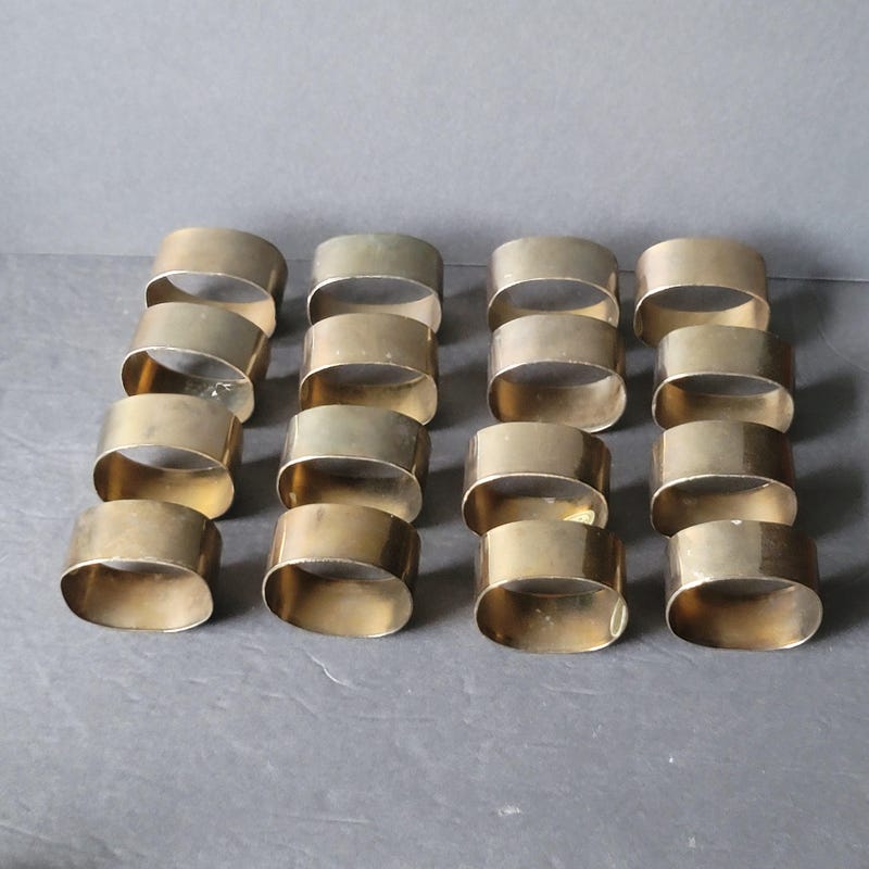 Vintage Set of 6 Brass Napkin Rings - Knives & Forks