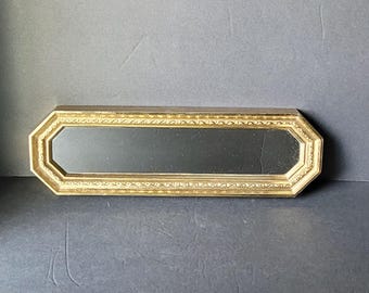 Vintage Gold Framed Long Narrow Home Interiors Octagon Glass Mirror / Vanity Tray / Gallery Wall