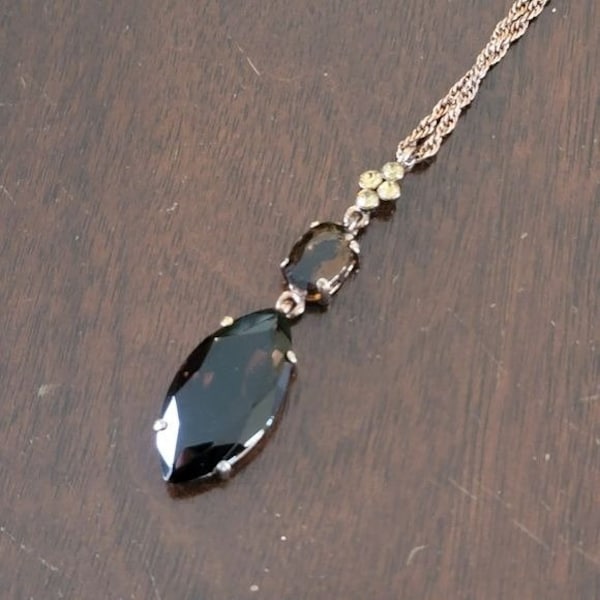 2028 Rose Gold Tone Topaz and Diamond Long Chain Necklace