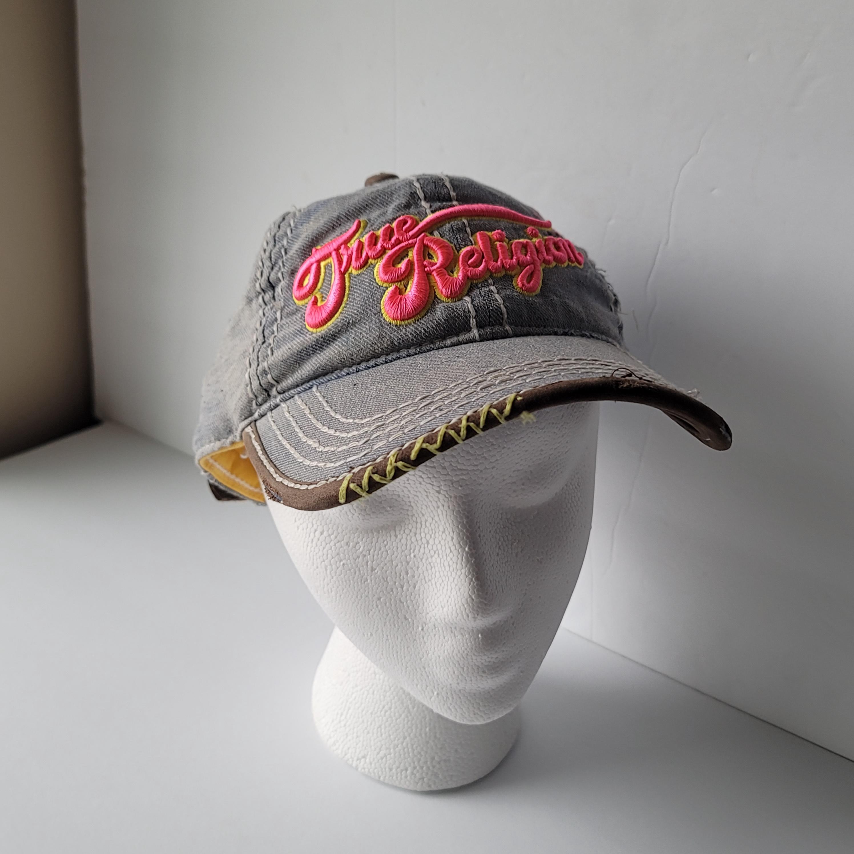 Vintage Y2K True Religion Distressed Blue Denim Baseball Cap Hat