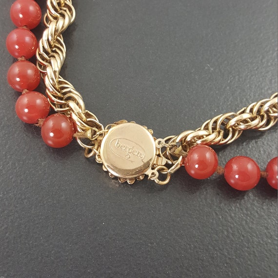 Vintage Bergere Carnelian Necklace gold plated go… - image 6