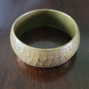 Vintage Chunky Brass Hammered Bangle Bracelet Made in India