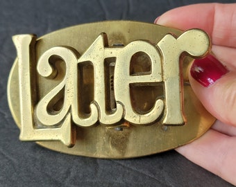 Vintage Mid Century Brass Later Paperweight Desk Organizer Clip Letter Holder Taiwan