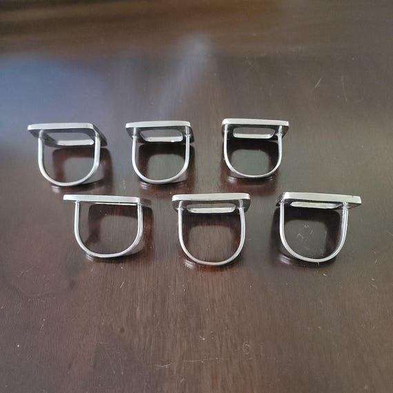 Silver Tone Metal Square Napkin Ring Set of Napkin Rings