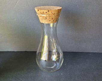 Glaskaraffe mit Korkdeckel Saft Wasser Wein Terrarium 21,5 cm hoch