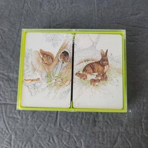 Vintage Hallmark Rabbit and Squirrels Bridge Poker Playing Cards Made in USA